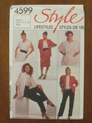 STYLE PATTERN - 4599 LADIES DOLMAN JACKET PANTS SKIRT COWL NECK TOP 12-16 UNCUT  - Image 1 of 2