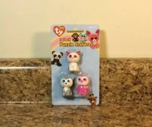Ty Beanie Boos 3 Pack Puzzle Erasers School Supplies NEW - Picture 1 of 3