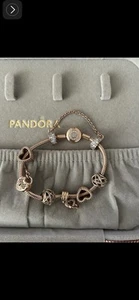 Pandora Rose Gold Bracelet With Charms - Picture 1 of 2