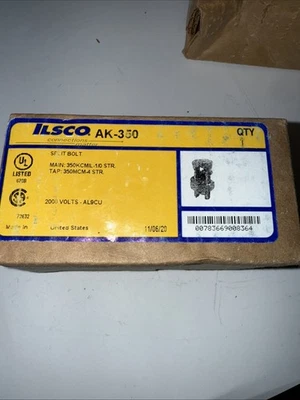 ILSCO AK-350 Split Bolt 350 KCMil - 4 STR Electrical Wire Termination  - Image 1 of 2