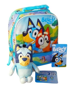 BLUEY & BINGO Lunch Box Isolante e Peluche 7" Giocattolo Senza BPA Borsa Doppia Camera $25 - Foto 1 di 2