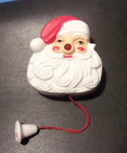 Vintage 1970s Santa Claus Pin Light Up Nose Christmas Bell Lapel Holiday - Picture 1 of 5