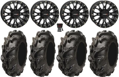 System 3 ST-3 Black 14" Wheels 28" Mega Mayhem Tires Yamaha Viking Wolverine - Image 1 of 4