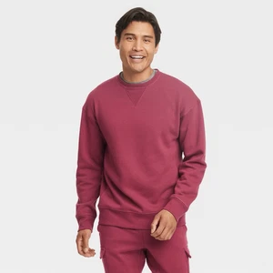 Herren Baumwollfleece Sweatshirt mit Rundhalsausschnitt - All in Motion Rot S - Bild 1 von 3
