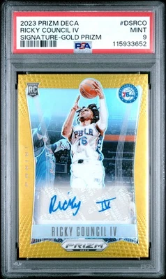 2023 Panini Prizm Deca Ricky Council IV Gold Rookie Card RC Auto /10 PSA 9 - Image 1 of 2