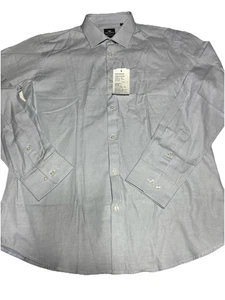 Camicia uomo Park Avenue da lavoro formale slim fit con bottoni 42 cm blu pois cotone L/S - Foto 1 di 8