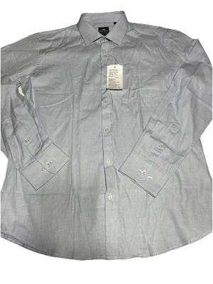 Camisa masculina Park Avenue trabalho formal slim fit botão 42cm pontos azuis algodão G/S - Imagem 1 de 4