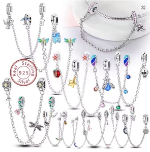 925 Silber Sicherheitskette mit Charm – für Pandora & mehr, versch. Modelle - Bild 1 von 51