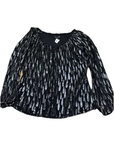 White House Black Market WHBM Metallic Teardrop schwarze Seidenbluse | Damen XS - Bild 1 von 6