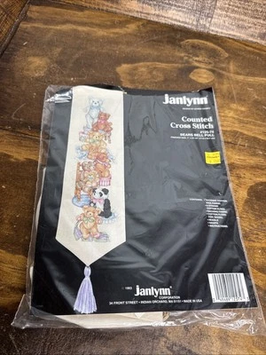 "Kit de punto de cruz contado Janlynn Bell Pull 1993 Teddy Bears #125-74 nuevo 7""x23,5""" Foto 1 de 4
