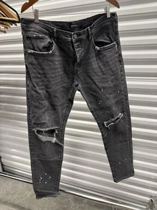 Purple Brand P001 Paint Splatter Gr. 36 Black Distressed Slim Leg Denim Jeans - Bild 1 von 16