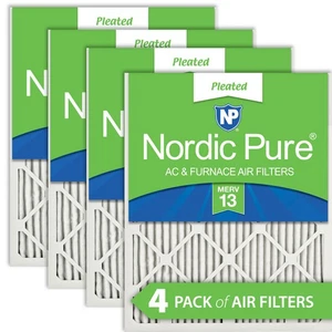 Nordic Pure 16x20x1 (15_1/2x19_1/2) Pleated MERV 13 Air Filters 4 Pack - Picture 1 of 7