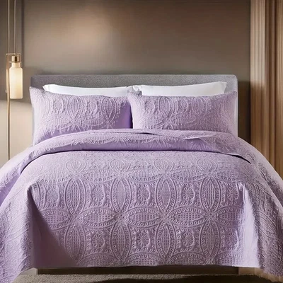 3pcs Bed Quilt Set, Bedding Set Soft Comfortable for Bedroom, Bed Comforter Set - Image 1 of 4