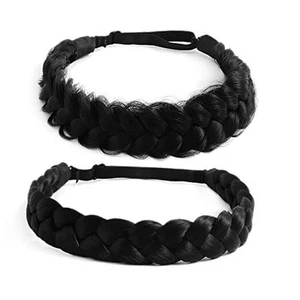 Braid Headband 2 3 Strands combinations Messy Wide Chunky Fluffy Elastic - Picture 1 of 8