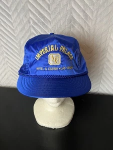 Vintage Kaiserpalast blau Satin Hotel Casino neu aus altem Lagerbestand neu mit Etikett verstellbar Mütze Kappe  - Bild 1 von 8