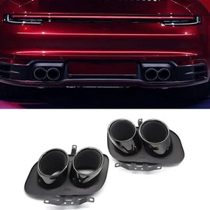Puntas de silenciador de tubo de escape trasero negro 2 piezas para Porsche 992 Carrera S 2019-2022 - Imagen 1 de 6