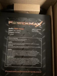 PowerMax PM4-45LK Black 45AMP AC To DC Converter Charger. Brand New 50% off. - Picture 1 of 3