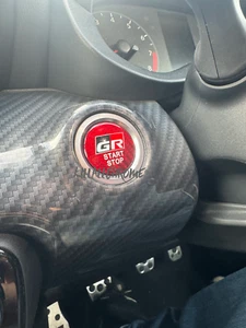 Toyota Yaris GR Start Stop Button Cover in Genuine Carbon Fibre Gazoo Racing Red - Afbeelding 1 van 5