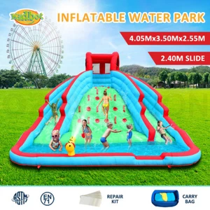 Inflatable Water Park Blow Up Pool Jumping Castle Water Slide Bouncer Splash Toy - Picture 1 of 12