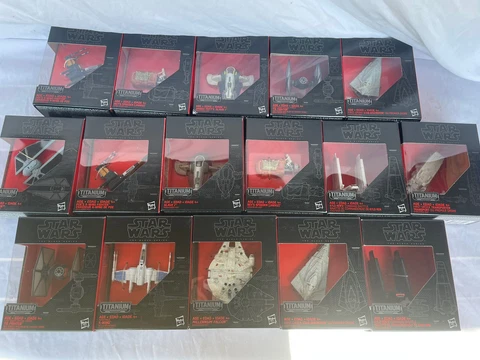 Set/Lot Of 16 Star Wars Black Series Titanium Die Cast Vehicles/NIB Cover