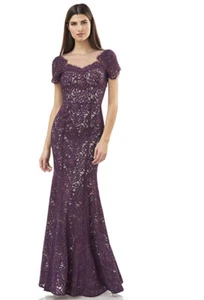 JS Collections Long Formal Lace Mermaid Dress size8 Plum NWT - Picture 1 of 12