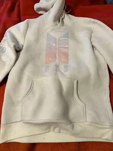 BTS Hoodie Love Yourself Tour Size M Off White Lightweight Sweatshirt Drawstring - Picture 1 of 3
