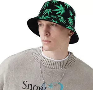 Bedruckter Fischerhut Erwachsene Einkraut Marihuana Cannabisblatt Ganja Fischer - Bild 1 von 7