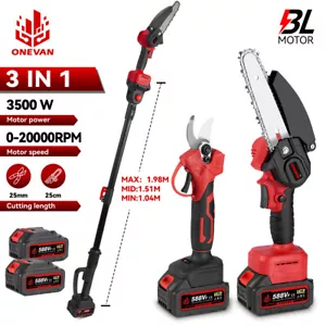 Telescopic Pole Chainsaw Long Reach Electric Tree Pruner Trimmer Branch Cutter - Picture 1 of 12