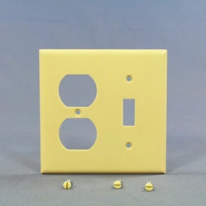 Cooper Ivory Toggle Switch Plate Receptacle Outlet Cover 2-Gang Wallplate 2138V - Picture 1 of 3