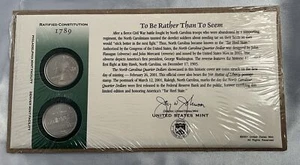 Juego de monedas de cuarto de dólar del estado de emisión del primer día de Estados Unidos 2001 sello de Carolina del Norte con sello - Imagen 1 de 2