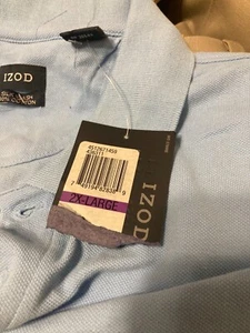 Izod cotton light blue short sleeve polo golf Shirt men's adult XXL 2xl NWT NEW - Picture 1 of 2