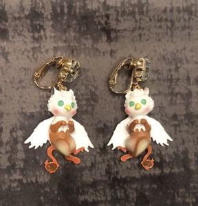 Les Nereides N2 Mystic Animal Dangle Clip-On Earrings Gold Tone - Picture 1 of 5