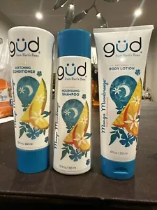 Gud Mango Moonbreeze Nourishing Shampoo Conditioner Lotion Burt's Bees 12oz Lot3 - Picture 1 of 3