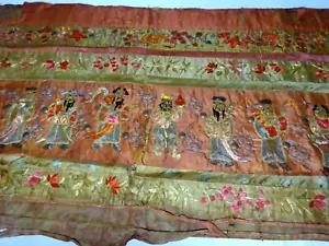 Chinesisches Seidenstickerei Banner selten alt antik Textil acht Unsterbliche - Bild 1 von 12