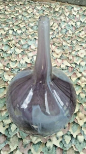 Hand Blown Glass Vase Gray and Brown Bottle Home Decor Unique Bottle 14.5" Tall - Picture 1 of 8