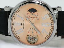NEW BERNOULLI IDENTITY MECHANICAL WATCH ROSE GOLD DIAL BLACK LEATHER OPEN HEART 