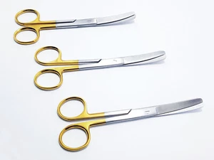 TC Operating Dressing Medical Surgical Scissors Curved B/B 14.5cm 5.5" T/C 3 Pcs - Picture 1 of 5