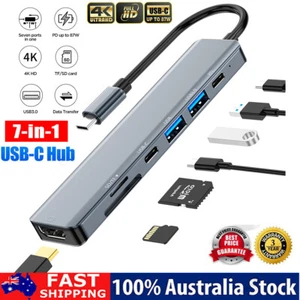 AICase 7-in-1 USB C Hub Multiport Adapter 4K HDMI SD Card Reader 100W For Mac - Picture 1 of 11