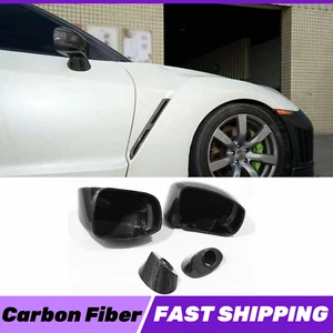 For Nissan R35 GTR 2009-2016 Carbon Fiber Side Mirror Cover Caps Replace Style - Picture 1 of 8