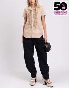 PVP €354 DSQUARED2 Camisa Abotonada IT40 US4 UK8 S Volantes Elásticos Hecha en Italia - Imagen 1 de 10