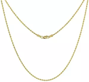 10K Solid Yellow Gold Necklace Gold Rope Chain 1.8MM 16" - 30" - Picture 1 of 5
