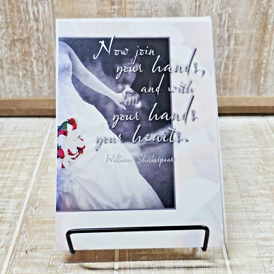 Leanin Tree Wedding Greeting Card White Red Silver Hands Hearts Shakespeare - Image 1 of 4