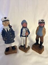 Vintage Hand Carved Wooden Folk Art Sea Captains Sailors Nautical Figures set 3