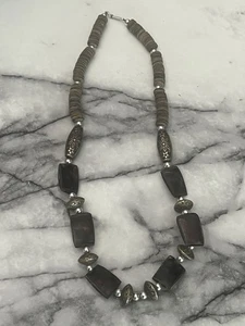 Vintage Heishi Perlen Indianer Halskette Silber Verschluss 22 Zoll - Bild 1 von 5