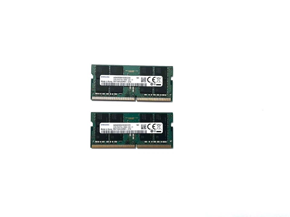 Samsung kit 64GB (2X32GB) 2666GHz DDR4 SODIMM LAPTOP MEMORY M471A4G43MB1-CTD - Image 1 of 1