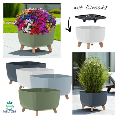 Blumentopf Quadratisch mit Füßen - Dekorativer Übertopf in 4 Farben & 3 Größen - Bild 1 von 4