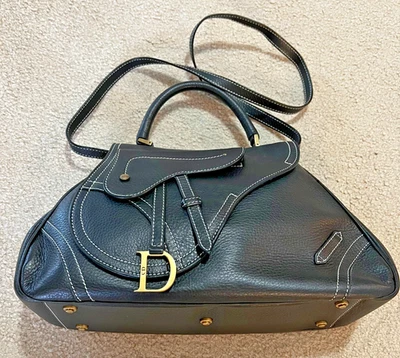 Christian Dior Baudrier Saddle Bag Black Calfskin Satchel Shoulder Strap Mint - Image 1 of 4