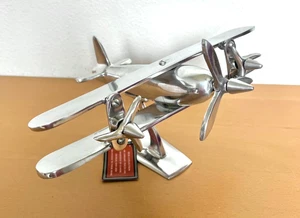 Aviación Coleccionable Biplano Exhibición Modelo Metal Aluminio Avión Avión y Soporte - Imagen 1 de 5