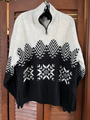 Urban Outfitters 男式羊毛滑雪毛衣 3/4 拉链,白色和黑色 — 第 1/4 张图片