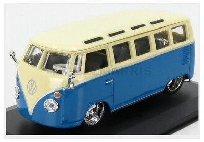 BURAGO BU42004B VOLKSWAGEN - T1 SAMBA MINIBUS CUSTOM 1967 - CREAM BLUE - 1/32 - Immagine 1 di 2
